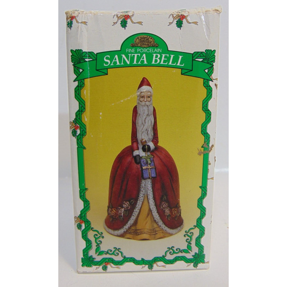 Santa Claus Bell Old World Jolly Christmas Showcase Porcelain Box Vintage Gift - Picture 9 of 14